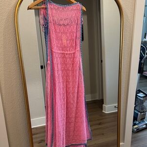 Anthropologie Pink and Blue Backless Dress